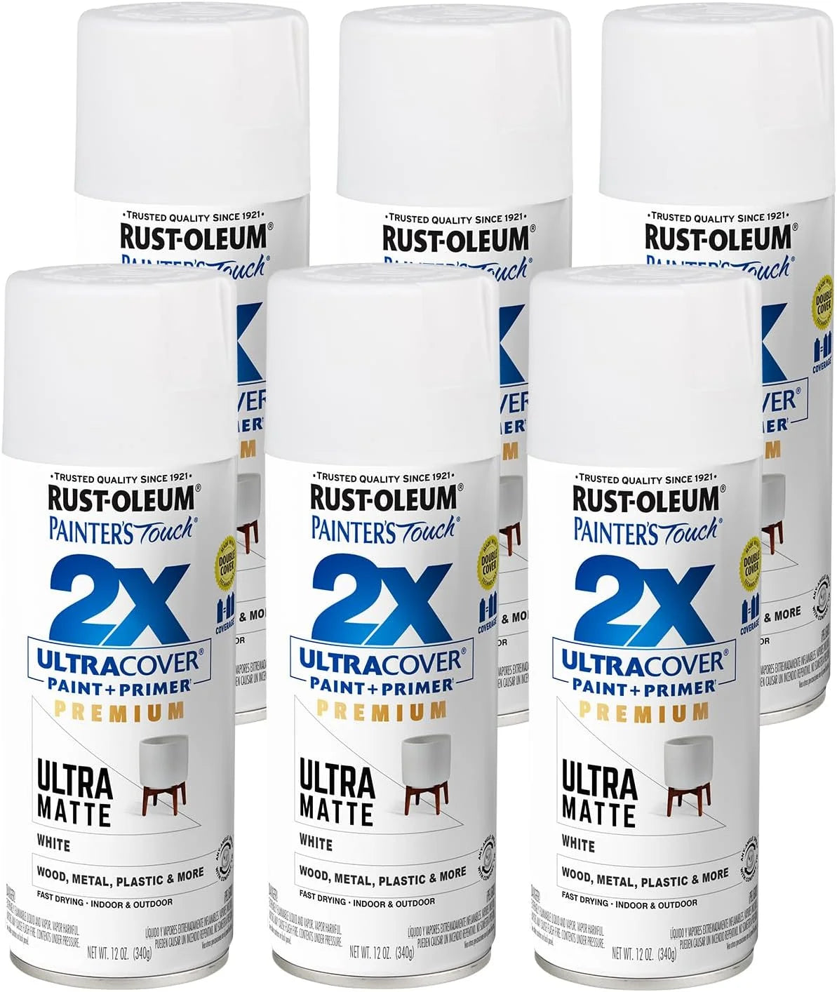 Rust-Oleum Painter's Touch 2X Ultra Cover Spray Paint, Ultra Matte White