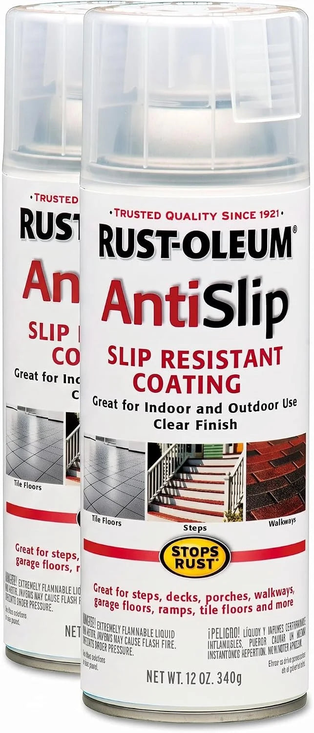 Rust-Oleum Stops Rust Anti-Slip 271455 Antislip Spray 12 oz, Clear Finish, 12 Ounce, 12 Fl Oz (Pack of 2)