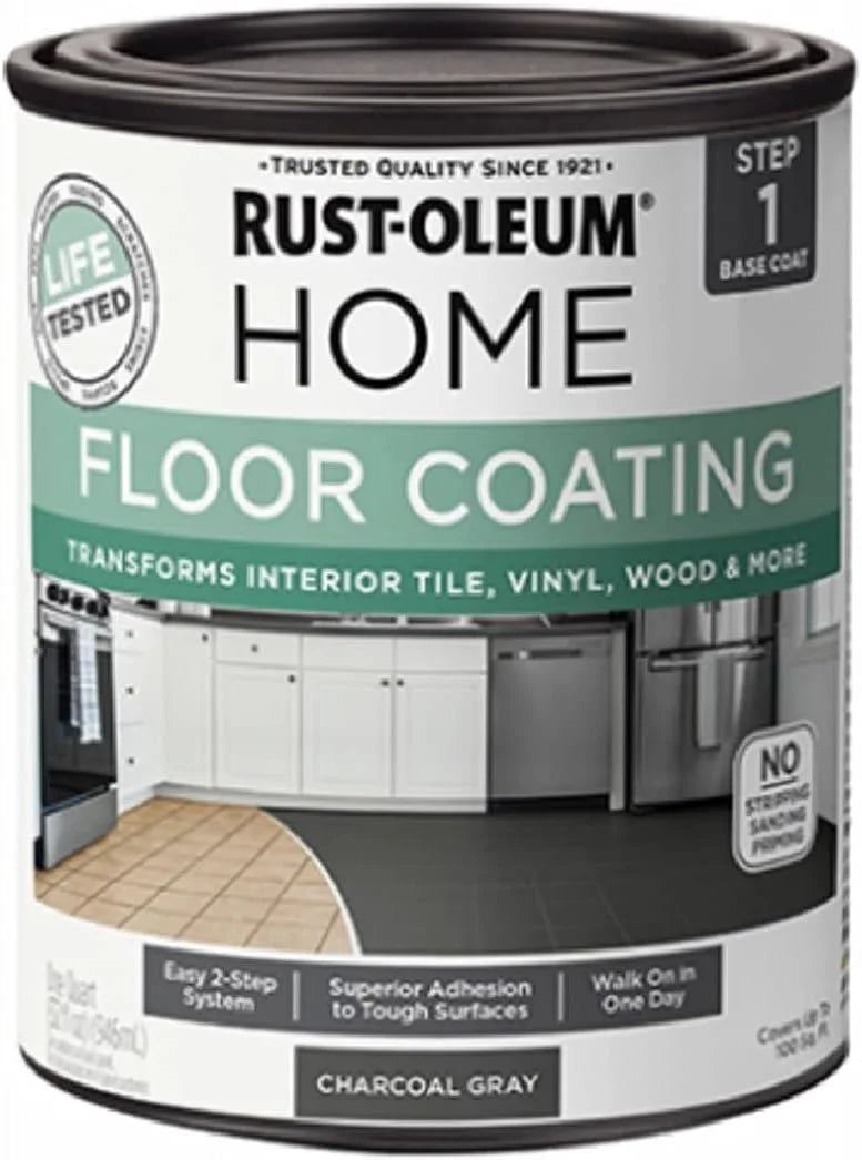 Rust-Oleum 365928 Charcoal Gray Home Home Floor Coating Premix Base Coat, 1 Qt