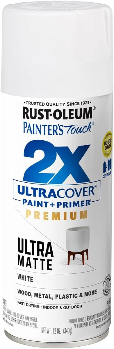 Rust-Oleum Painter's Touch 2X Ultra Cover Spray Paint, Ultra Matte White