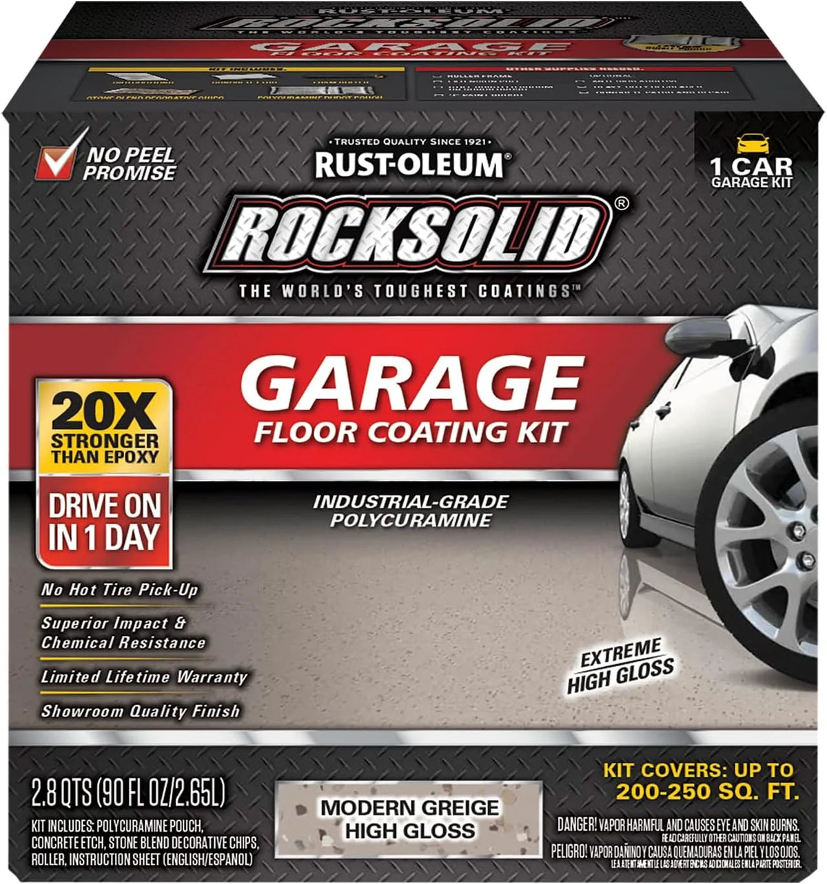 Rust-Oleum RockSolid Garage Floor Coating Kit, Modern Greige, 1 Car Kit