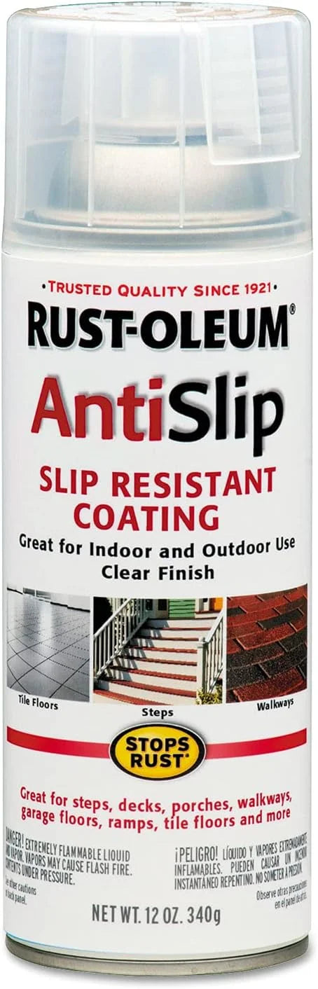 Rust-Oleum Stops Rust Anti-Slip 271455 Antislip Spray 12 oz, Clear Finish, 12 Ounce, 12 Fl Oz (Pack of 2)