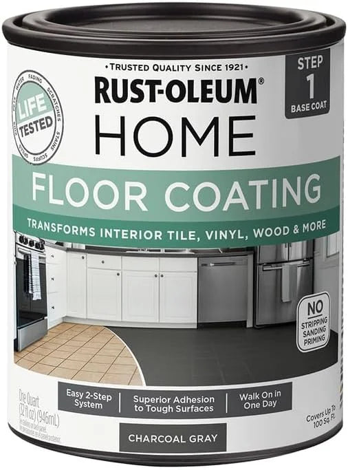Rust-Oleum 365928 Charcoal Gray Home Home Floor Coating Premix Base Coat, 1 Qt