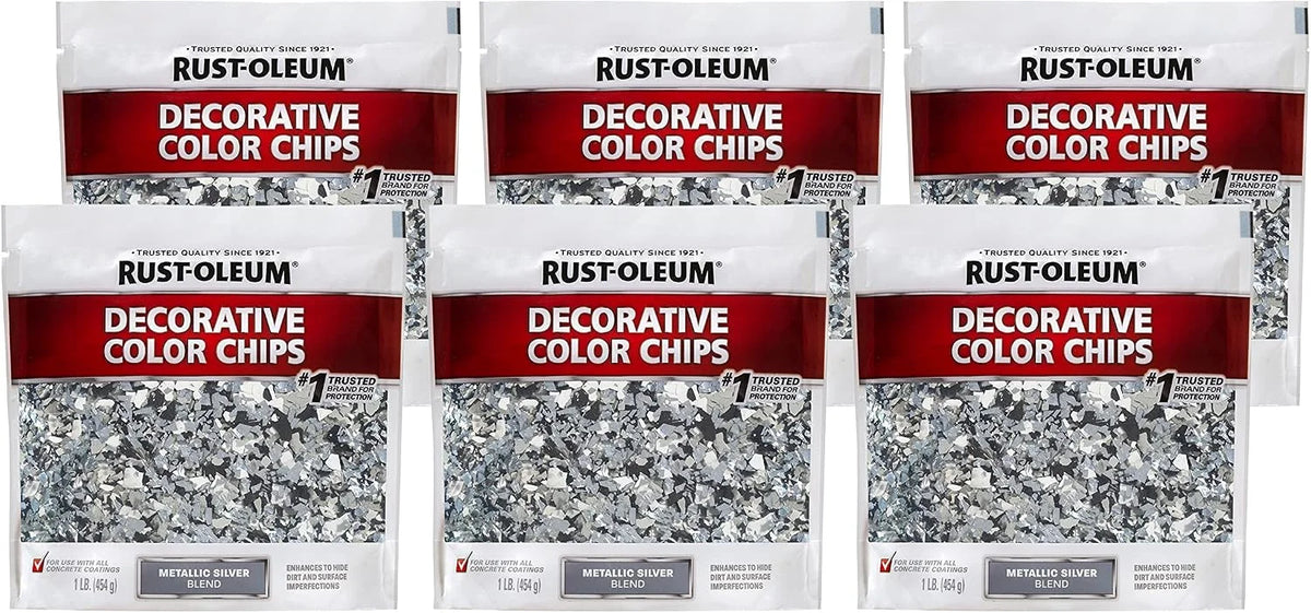 Rust-Oleum 336054-6PK Decorative Color Chips, Metallic Silver Blend, 6 Pack
